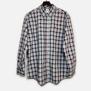 Cinch Plaid Long Sleeve Button-Down Shirt Gray Red Black Men's Size Medium